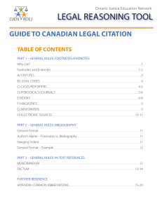 Guide to Canadian Legal Citation - the Ontario Justice Education