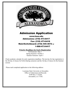 Admission Application - Louisiana State University at Alexandria