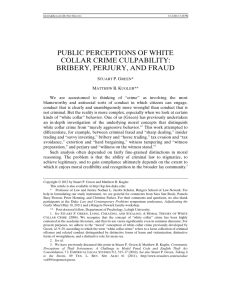Public Perceptions of White Collar Crime Culpability: Bribery