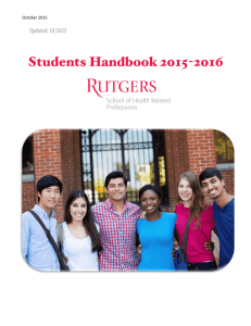 Student Handbook  - Rutgers: School of Health Related