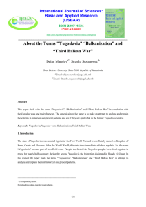 About the Terms "Yugoslavia" “Balkanization” and “Third Balkan War”