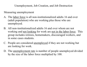 Unemployment, Job Creation, and Job Destruction