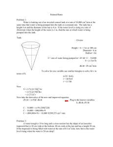 Related Rates Problem 1: Water is leaking out of an inverted conical