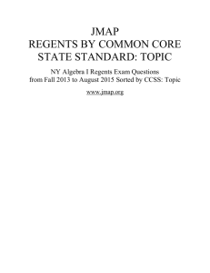 JMAP REGENTS BY COMMON CORE STATE STANDARD: TOPIC