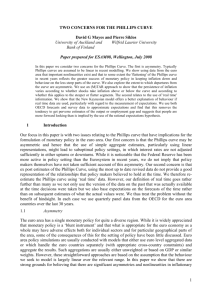 1 TWO CONCERNS FOR THE PHILLIPS CURVE David G Mayes