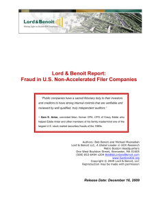 Lord & Benoit Report: Fraud in U.S. Non