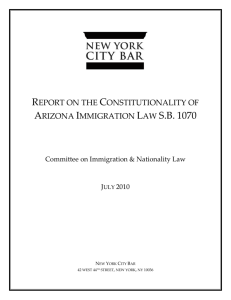 Report on the Constitutionality of Arizona Immigration Law S.B. 1070