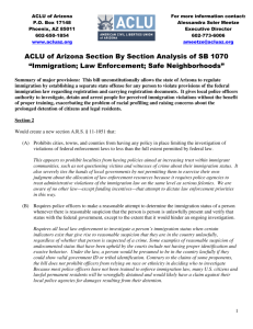 ACLU of Arizona Section By Section Analysis of SB 1070