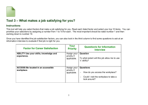 Tool 3 – What makes a job satisfying for you?