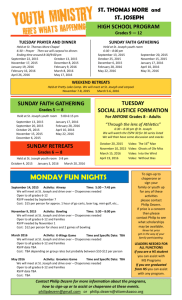 Youth Ministry Program Schedule 2015-16