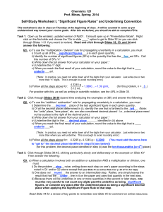 Self-Study Worksheet I, “Significant Figure Rules” and Underlining