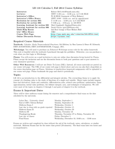 LB 118 Calculus I, Fall 2014 Course Syllabus Required Course
