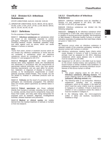 Classification of Infectious Substances