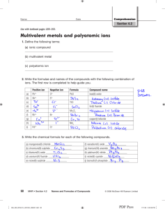 Multivalent metals and polyatomic ions