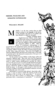 herder, folklore and romantic nationalism william a. wilson