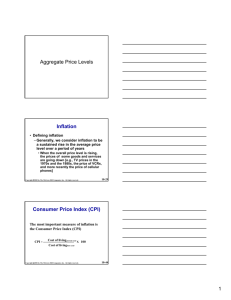 Aggregate Price Levels Inflation Consumer Price Index (CPI)