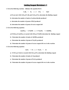 Limiting Reagent Worksheet #1
