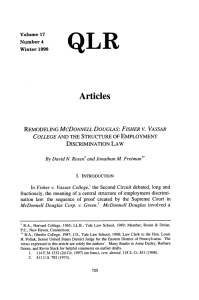 Remodeling McDonnell Douglas: Fisher v. Vassar College and the