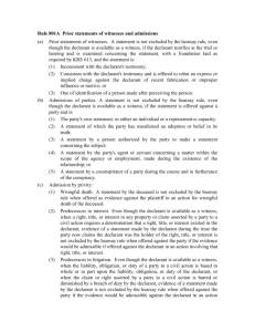 Rule 801A Prior statements of witnesses and admissions (a) Prior