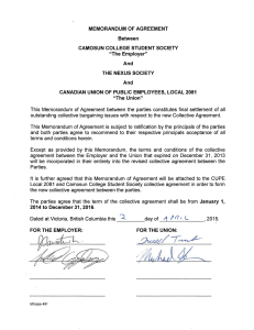 Collective Agreement - Labour Relations Board