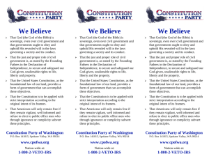 What We Believe - Constitution Party of Washington