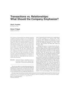 Transactions vs. Relationships: What Should the Company