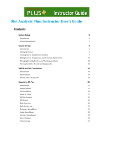 Diet Analysis Plus: Instructor User's Guide