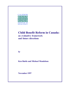 Child Benefit Reform in Canada - Caledon Institute of Social Policy