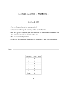 Modern Algebra 1: Midterm 1