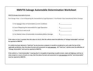 NMVTIS Salvage Automobile Determination Worksheet