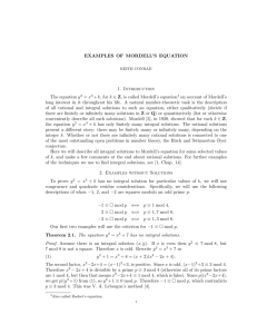 EXAMPLES OF MORDELL'S EQUATION 1. Introduction The