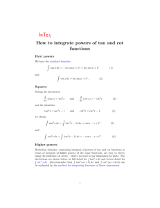 How to integrate powers of tan functions