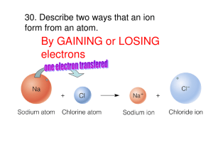 By GAINING or LOSING electrons