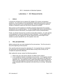 Laboratory 1: DC Measurements - Department of Electrical and