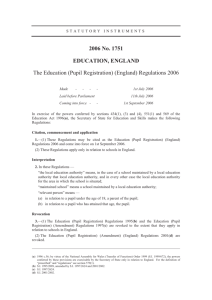(Pupil Registration) (England) Regulations 2006