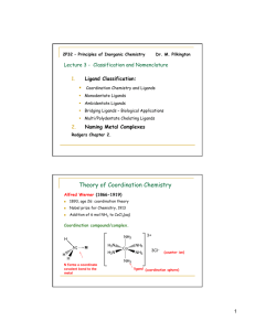 Theory of Coordination Chemistry