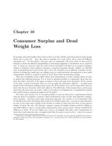 Consumer Surplus and Dead Weight Loss