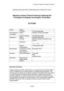 Infection control clinical protocol outlining the principles of asepsis