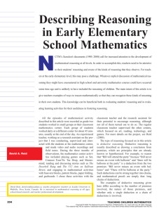 Describing Reasoning in Early Elementary School Mathematics