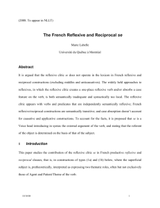 The French Reflexive and Reciprocal se