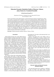 Molecular Dynamics Simulation Studies of Benzene, Toluene, and p