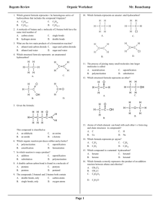 the Organic Regents Review Worksheet with answers.