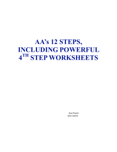 AA's 12 STEPS, INCLUDING POWERFUL 4 STEP WORKSHEETS