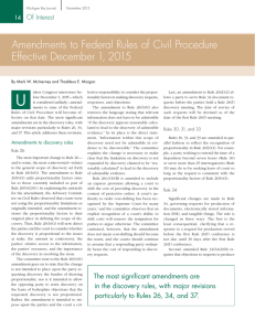 Amendments to Federal Rules of Civil Procedure Effective