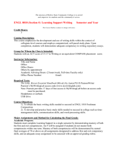 ENGL 0810 (Section #) Learning Support Writing Semester and Year