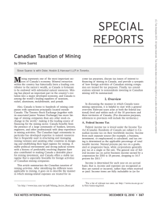 Canadian Taxation of Mining