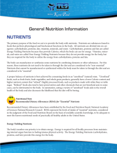 General Nutrition Information NUTRIENTS