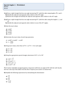 Special Angles 1 – Worksheet