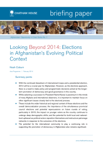 Briefing Paper: Looking Beyond 2014: Elections in Afghanistan's