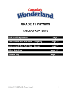 grade 11 physics - Canada's Wonderland